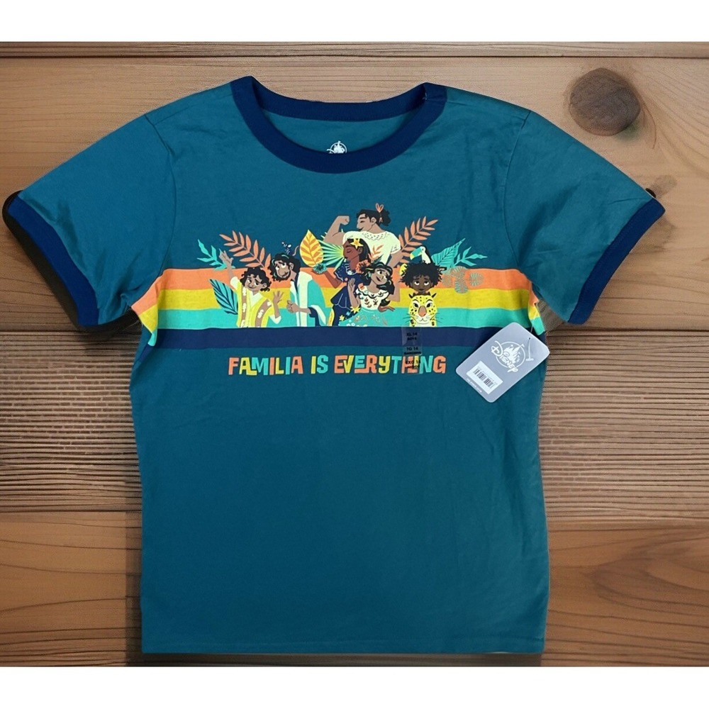 Disney Parks Encanto Familia Is Everything T-Shirt Youth XL Ringer Tee Green NWT